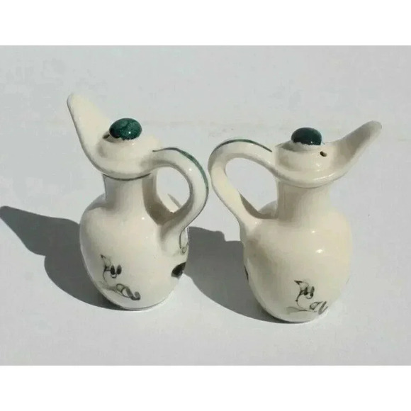 Vtg Japan Ceramic Salt N Pepper Shakers Set Bottle Cruet Chicken Rooster Motif - Picture 2 of 2